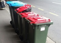 rubbish bins at bus stop 200